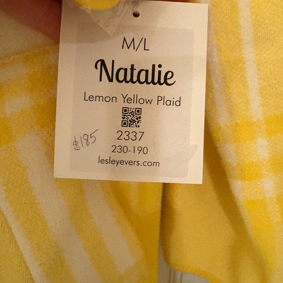 NWT Leslie Evers NATALIE coat Lemon Yellow Plaid size M/L - Picture 3 of 4